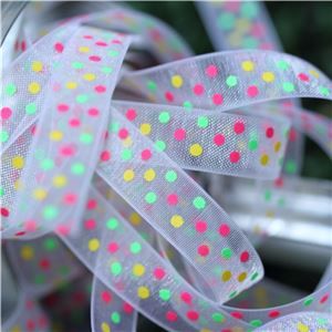 Organza Swiss Dot Ribbon - White/PMY